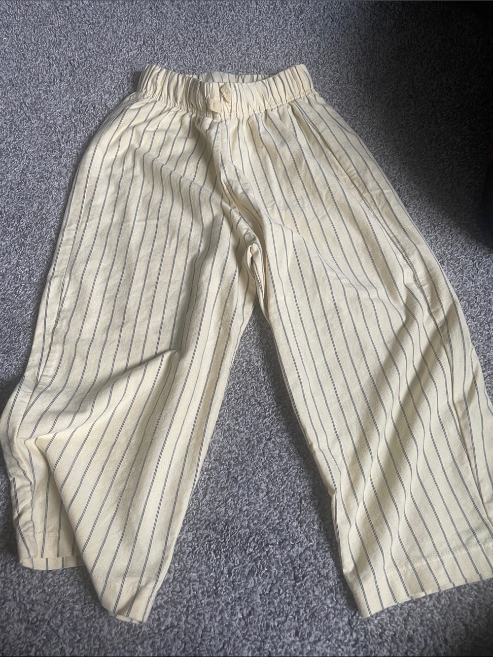 Zara Cream Pinstripe Wide-Leg Kids Bottoms